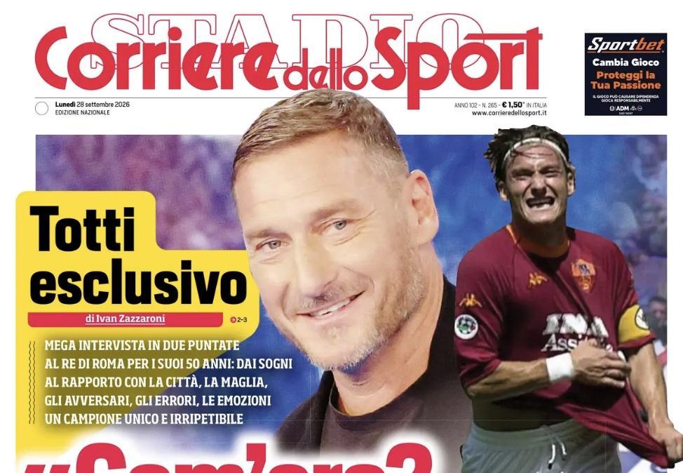 Totti si racconta al Corriere dello Sport: “Com’ero? Imbarazzante”