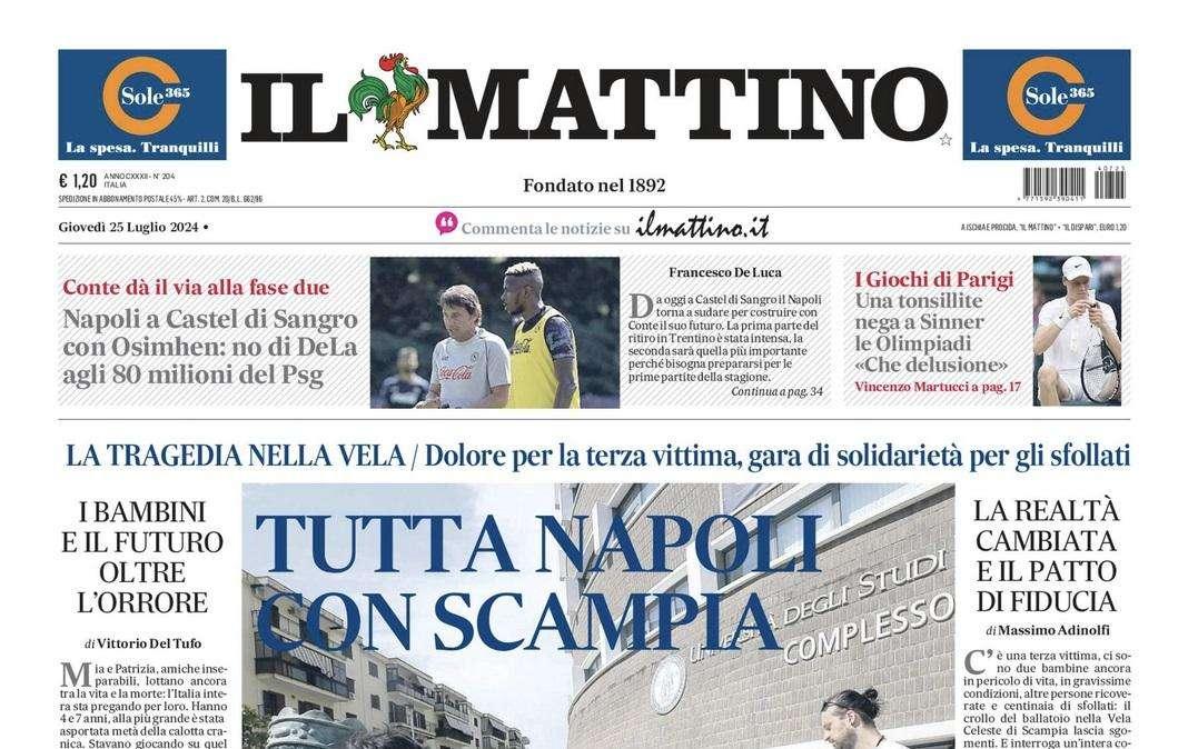 Il Mattino: "Napoli a Castel di Sangro con Osimhen: no di DeLa agli 80 milioni del Psg"