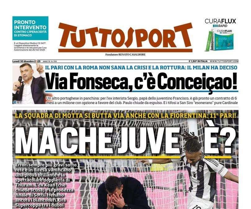 Tuttosport ha perso la pazienza: "Ma che Juve è?"