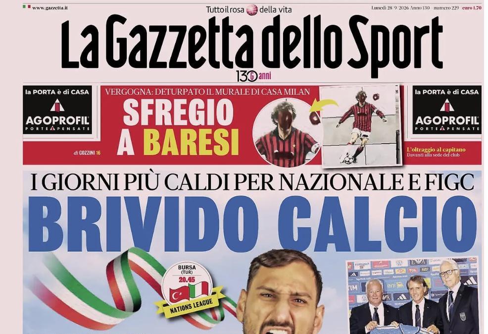 L’Italia si gioca tutto in Turchia, Gazzetta dello Sport: "Brivido calcio"