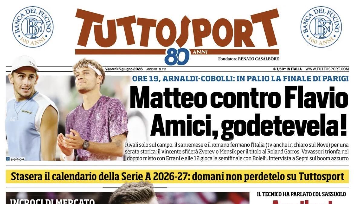Parole ADL, Tuttosport: "Il presidente del Napoli aspetta Allegri e attacca"