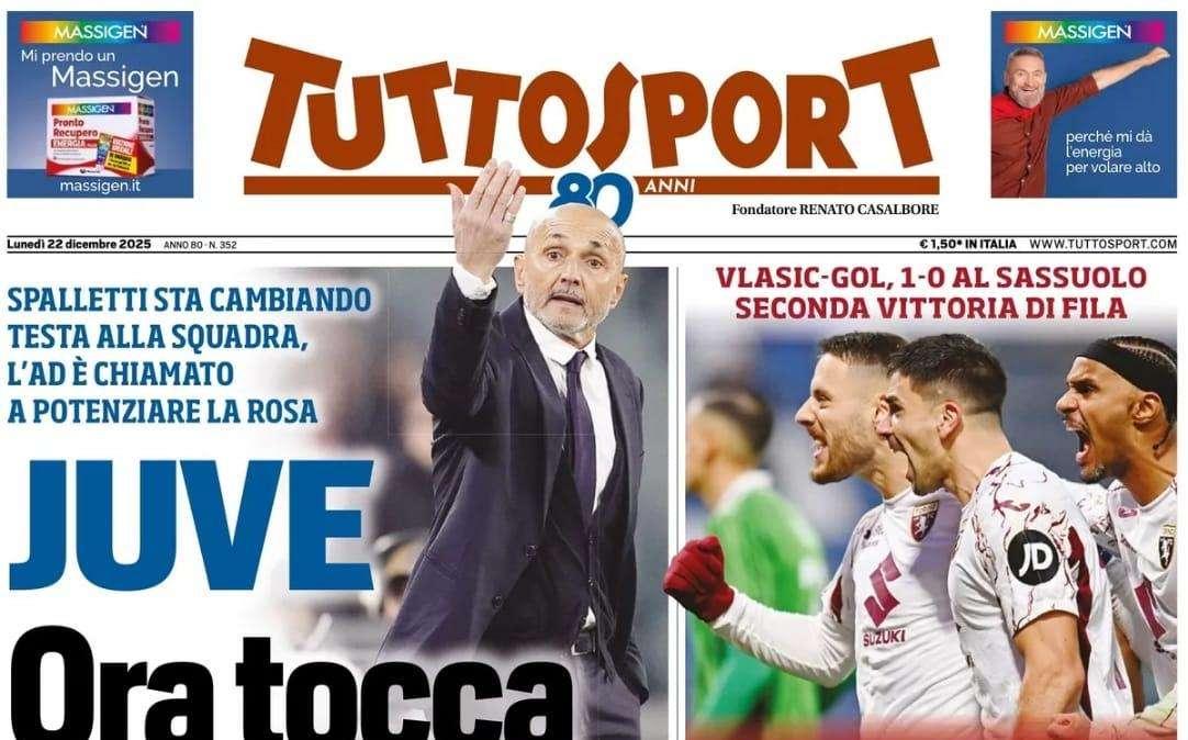Tuttosport sulla finale di Supercoppa: "Napoli per la gloria, Bologna per la gloria"