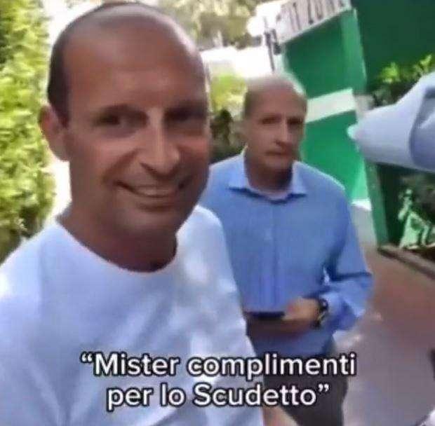 VIDEO - "Mister complimenti per lo scudetto, ah non è Spalletti...", la reazione di Allegri è divertente 