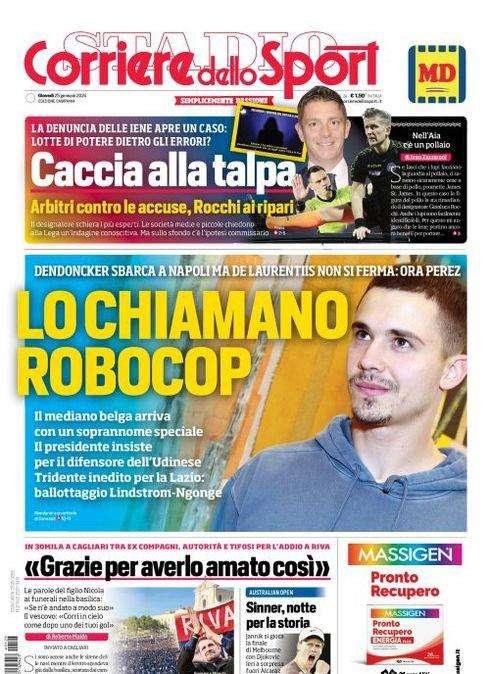 PRIMA PAGINA - CdS Campania: "Lo chiamano Robocop"
