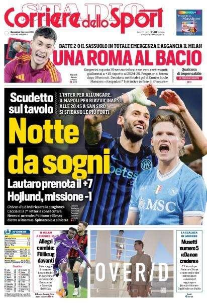 Corriere dello Sport titola: "Notte da sogni"