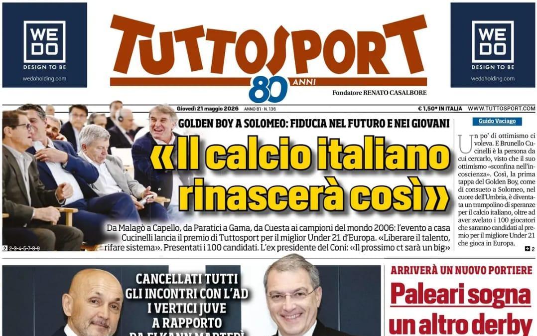 Ribaltone Juventus, Tuttosport: "No Champions, no Comolli"