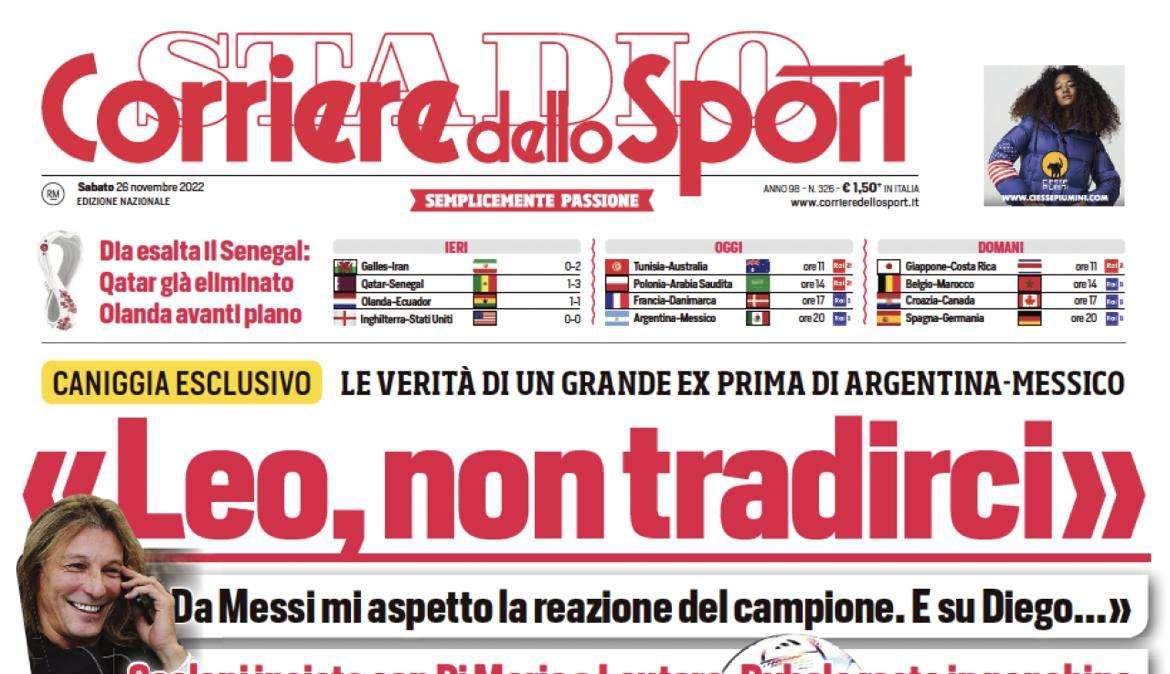 PRIMA PAGINA - Cds apre con l’intervista a Caniggia: “Leo, non tradirci” 