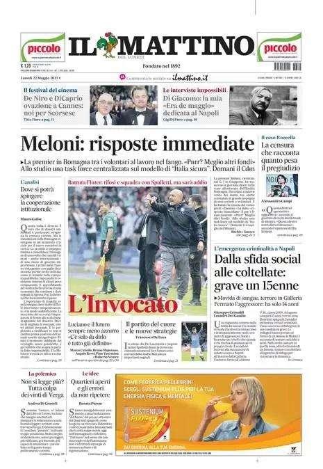 PRIMA PAGINA - Il Mattino: "L'Invocato, sarà addio"