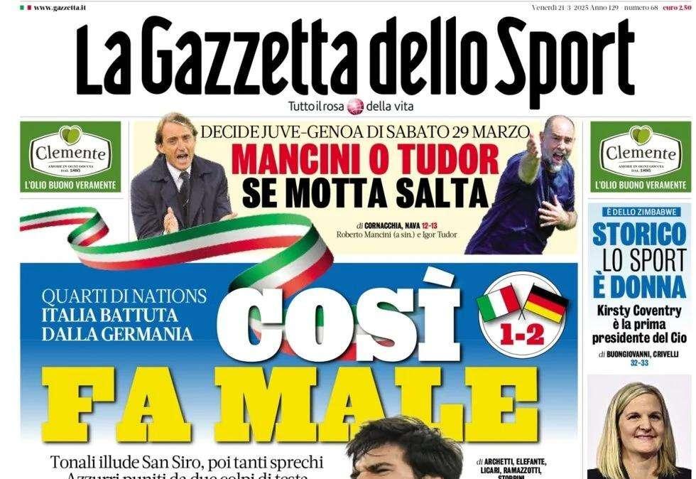 Gazzetta dello Sport sulla sconfitta dell'Italia: "Così fa male"