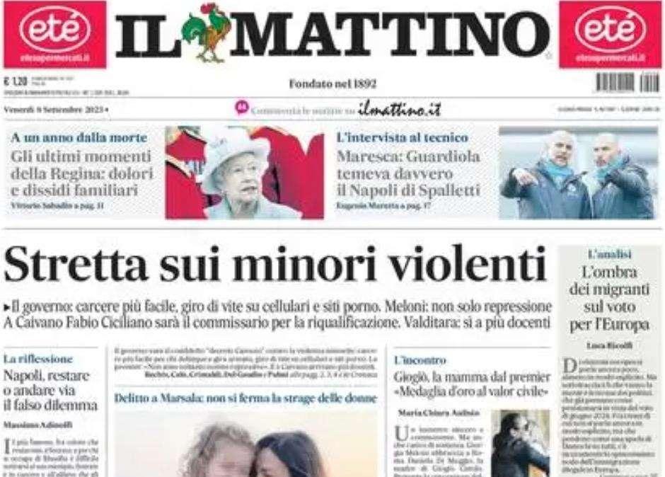 PRIMA PAGINA - Il Mattino: "Maresca: Guardiola temeva davvero il Napoli"