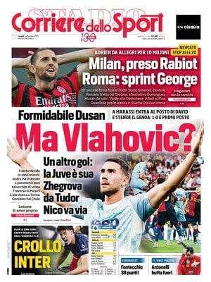 Corriere dello Sport esalta la Juve di Dusan: "Ma Vlahovic?!