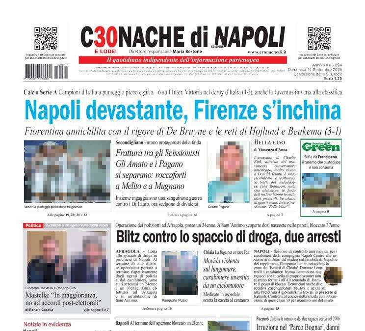 Cronache di Napoli titola: "Napoli devastante, Firenze s'inchina"