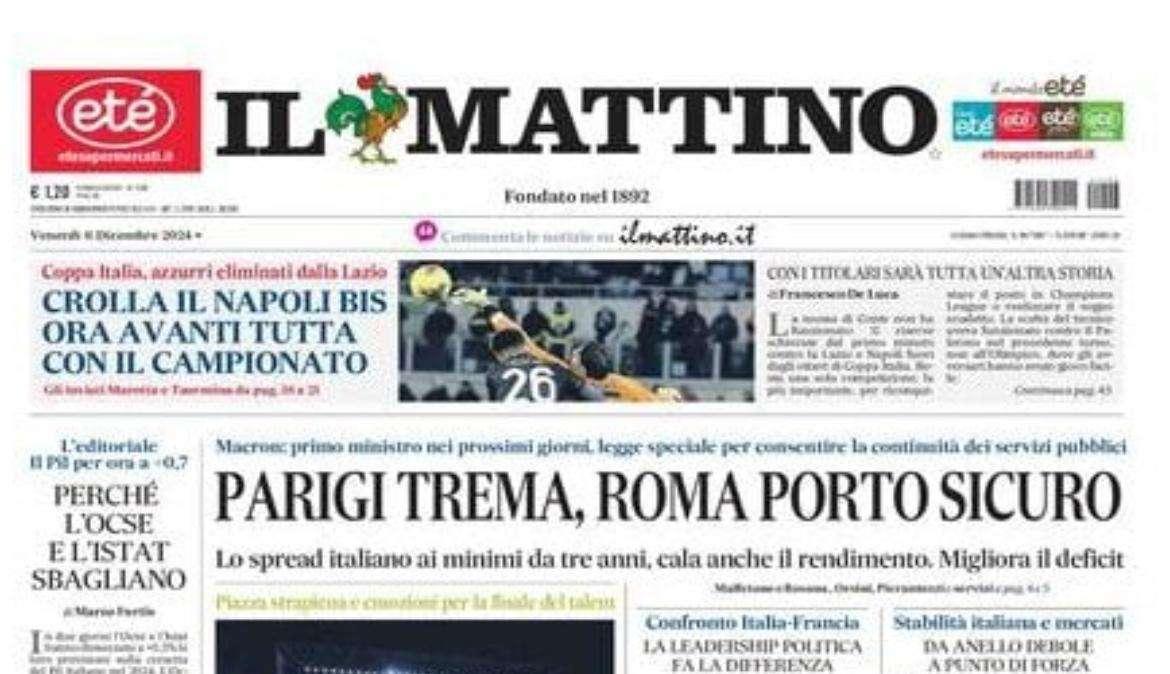 Il Mattino: “Crolla il Napoli bis: ora avanti tutta con il campionato”