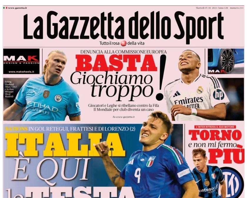 Gazzetta dello Sport: "Italia, è qui la testa" 