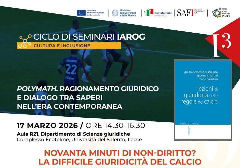 "90 minuti di non-diritto?": il Prof Clemente di San Luca presenta il suo libro nel seminario