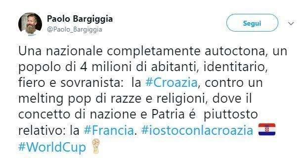 FOTO - Mediaset bacchetta Bargiggia e prende le distanze: incriminato un tweet del giornalista su Francia-Croazia