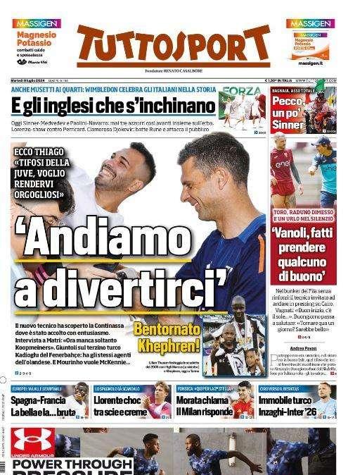 Tuttosport: "Thiago Motta: Juve, andiamo a divertirci"