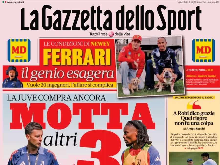 Gazzetta: "La Juve compra ancora. Motta, altri tre acquisti"