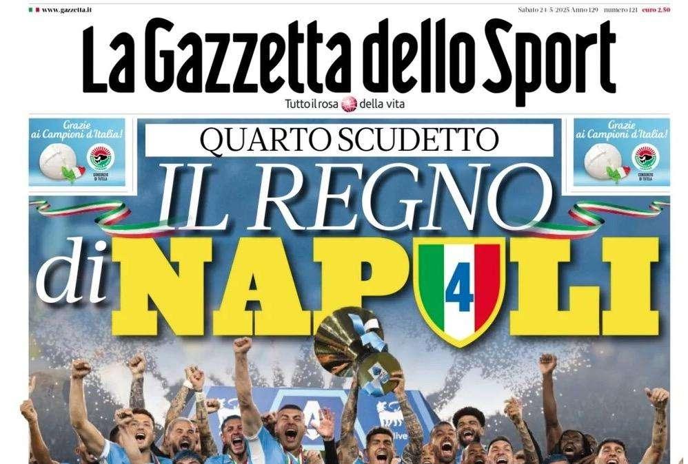 Gazzetta dello Sport a tutta pagina: "Il Regno di Napoli"