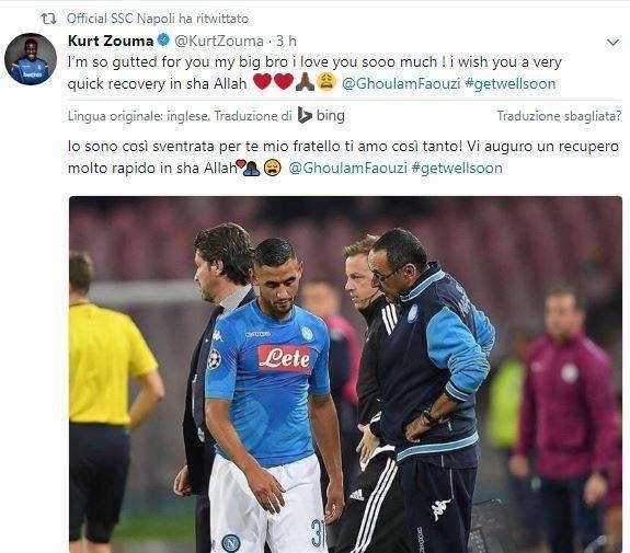 FOTO - Infortunio Ghoulam, bel messaggio dell'ex compagno Zouma: "Distrutto per te, torna presto!"