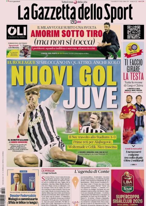 Nuovi gol Juve e Amorim non si tocca: la prima de La Gazzetta dello Sport