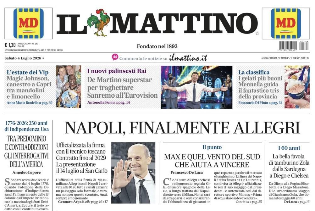 ADL annuncia Max, Il Mattino: "Napoli, finalmente Allegri"