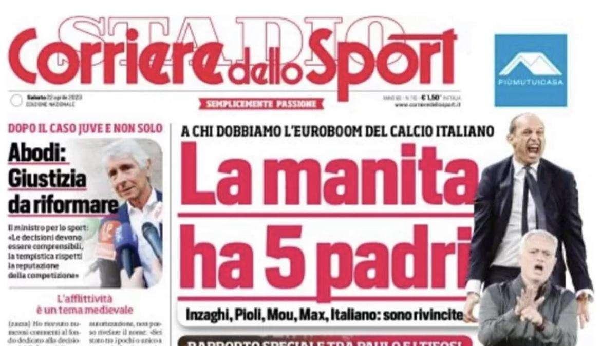 PRIMA PAGINA - Corriere dello Sport: “La manita ha 5 padri”