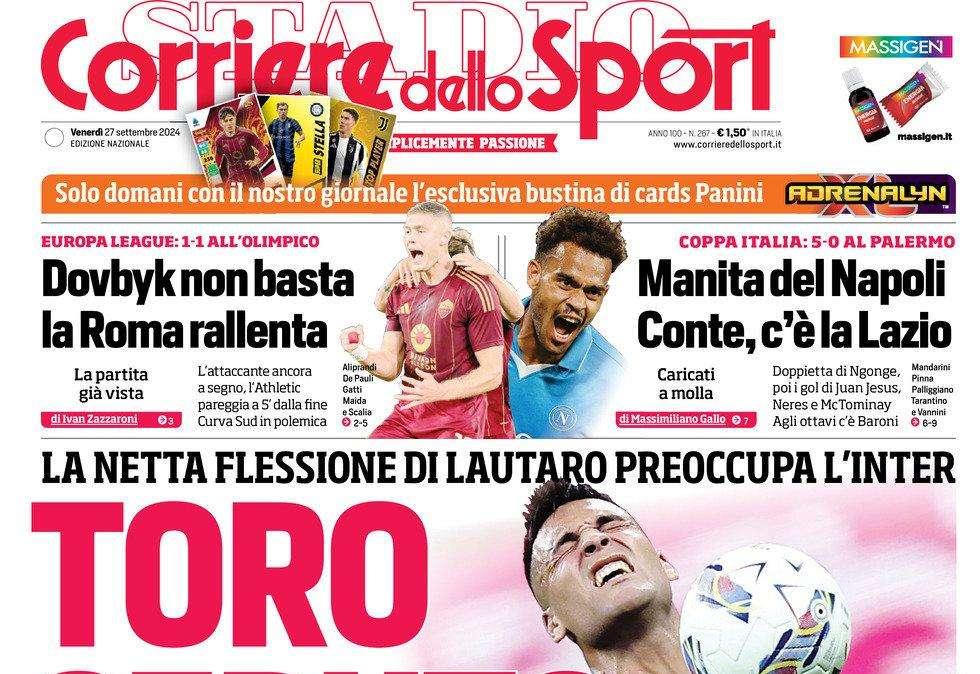 Cds: "Manita del Napoli. Conte, c'è la Lazio"