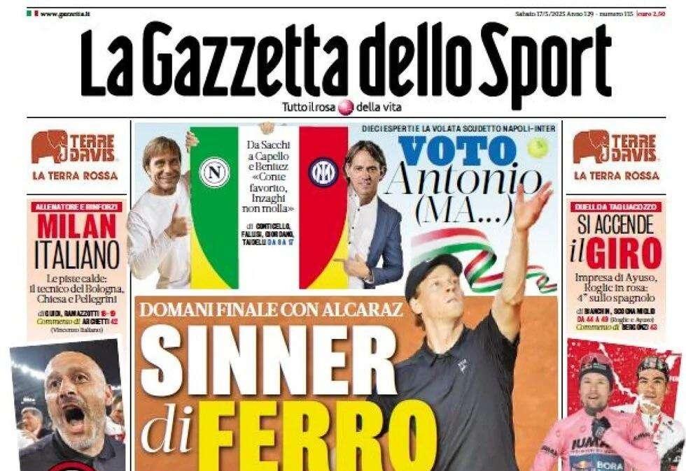 Gazzetta dello Sport: "Milan, Italiano! Conte favorito, Inzaghi non molla"