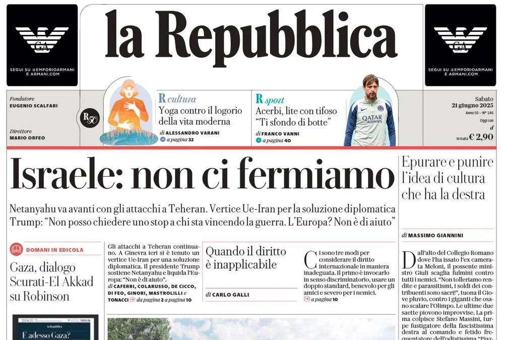 La rabbia di Acerbi in prima su Repubblica: "Ti sfondo di botte"