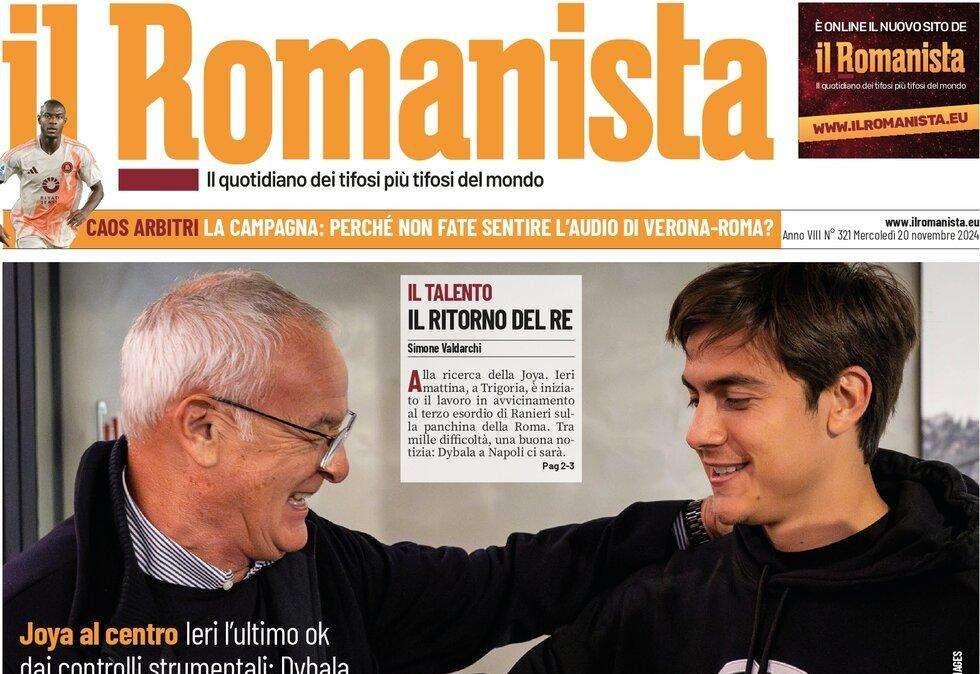 Il Romanista in vista del Napoli: "Paulo in sesto"