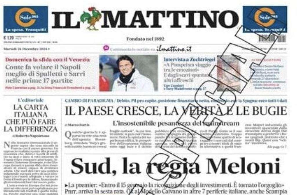 Il Mattino: "Conte fa volare il Napoli: meglio di Spalletti e Sarri nelle prime 17 gare"
