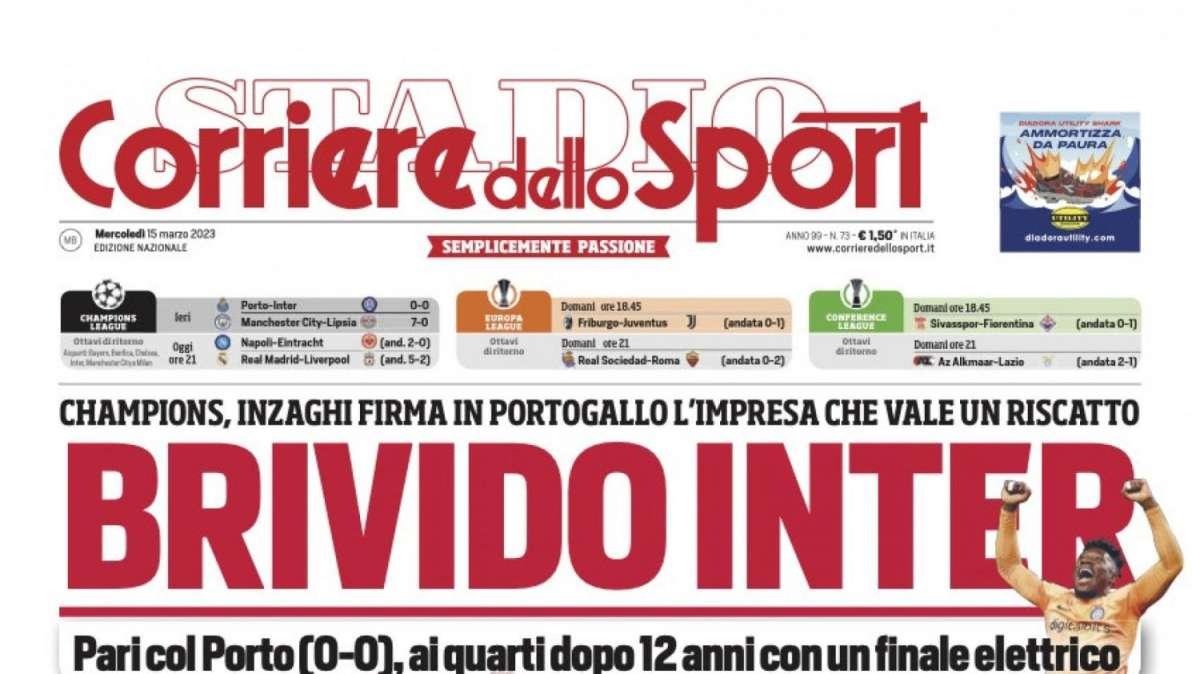 PRIMA PAGINA - Corriere dello Sport: "Napoli tra sogno, storia e rischio ultrà"