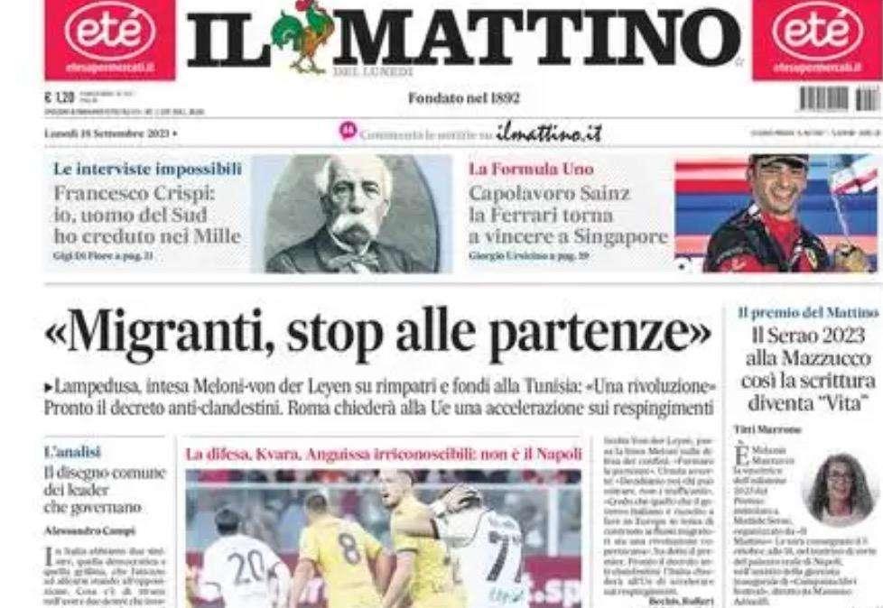 PRIMA PAGINA - Il Mattino: "Troppo brutto per essere vero"