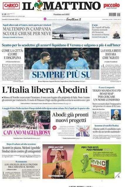 Il Mattino: "Sempre più su"