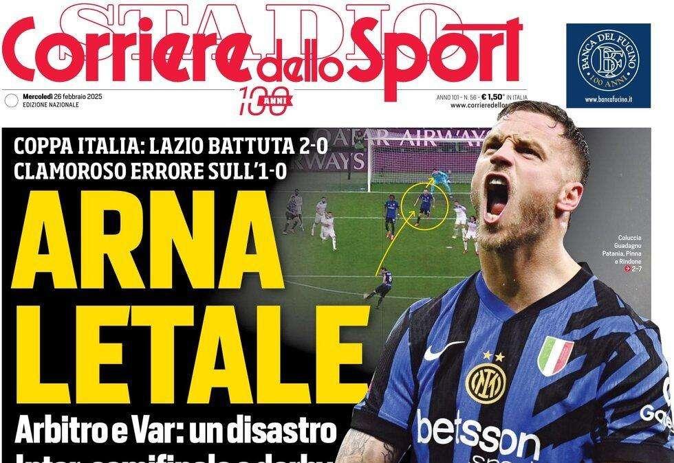 Corriere dello Sport: "Arna letale. Che disastro al Var. Il Napoli nei guai"