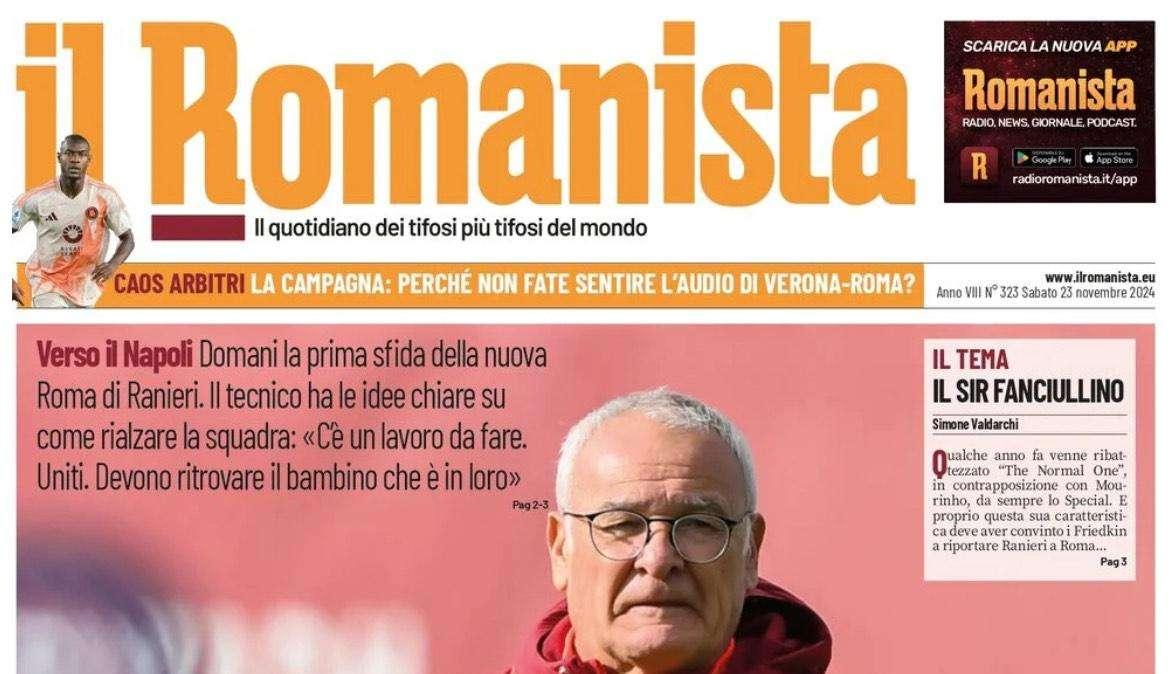 Il Romanista spinge la Roma verso Napoli: "In piedi"