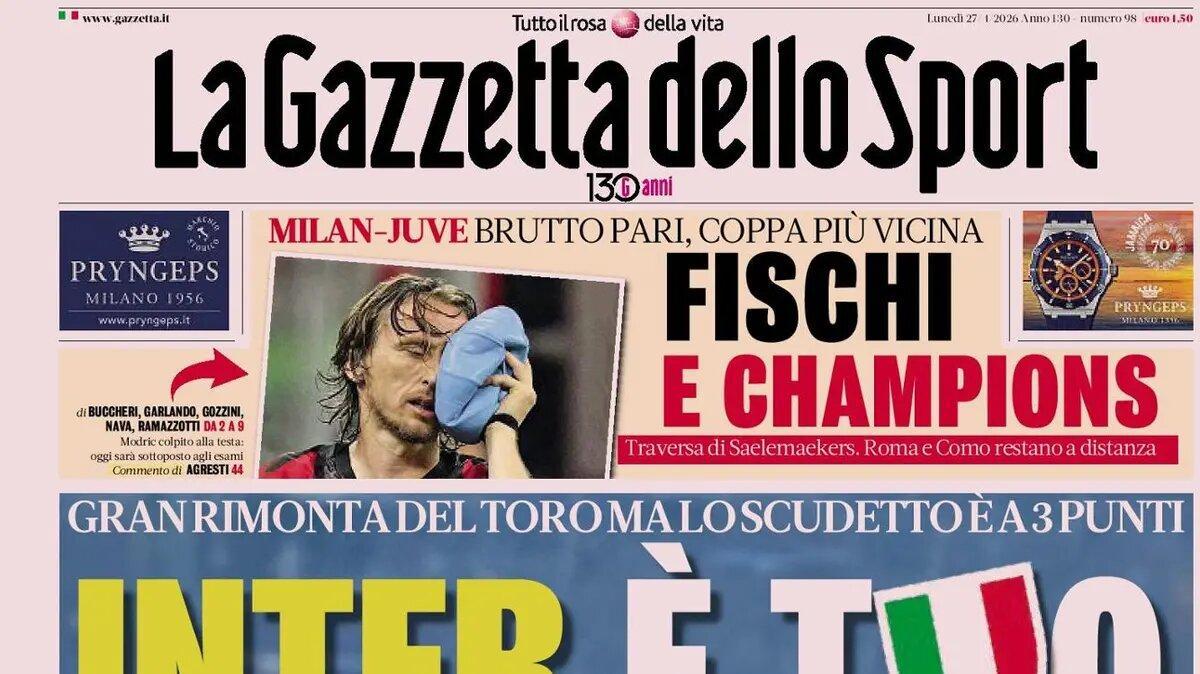 Gazzetta dello Sport: "Inter, è tuo. E Marotta tranquillizza i tifosi..."