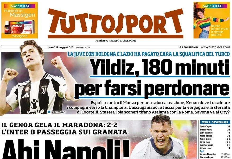 Tuttosport: "Ahi NapolI! Il flop Torino rilancia l'Inter"
