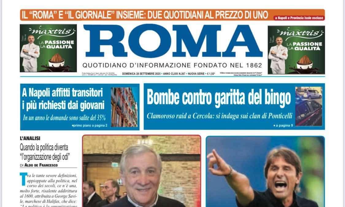 Il Roma: "Napoli in emergenza in casa del Milan"