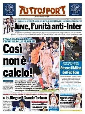 Tuttosport: "Così non è calcio! A Bruges l'ennesima follia arbitrale"