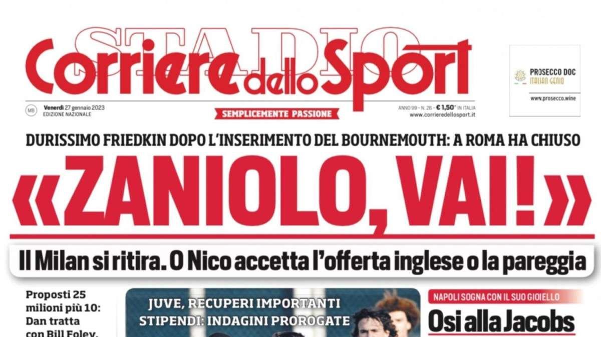 PRIMA PAGINA - Corriere dello Sport: "Osi alla Jacobs, scatti record per lo scudetto"