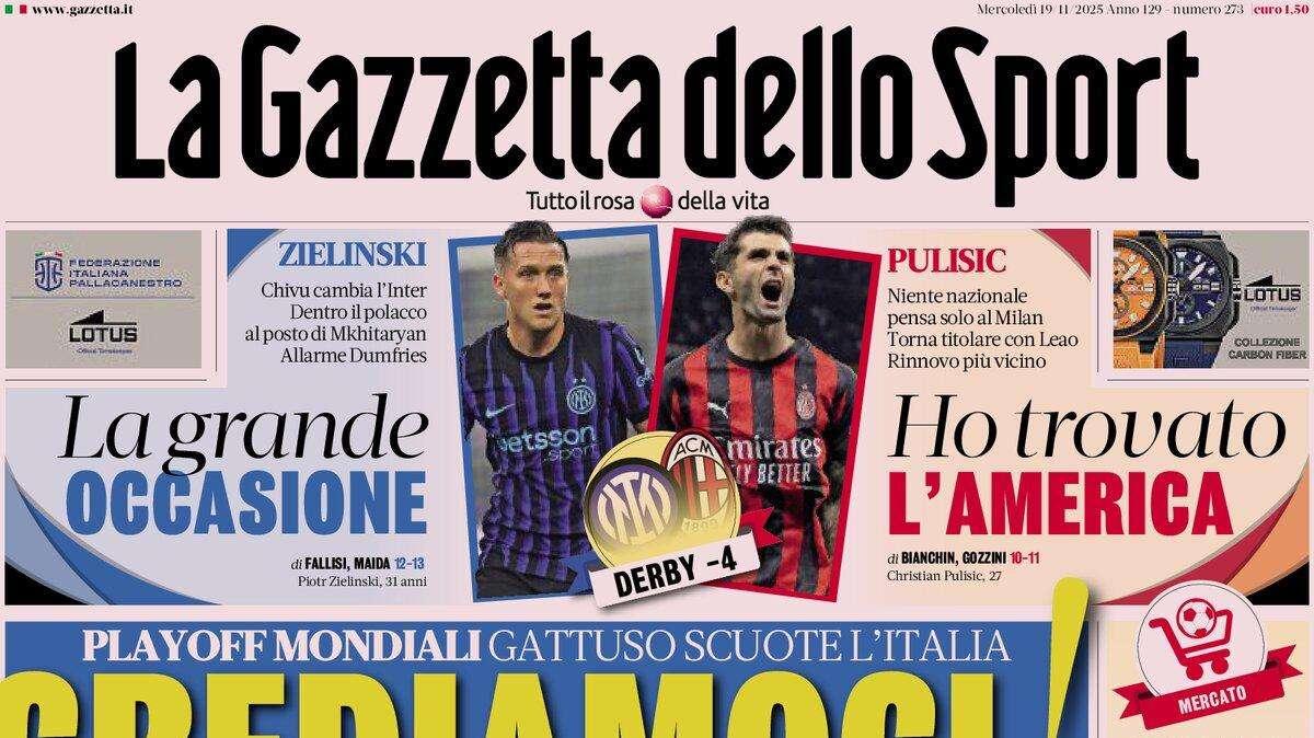 Italia ai playoff, Gazzetta dello Sport: "Crediamoci!"