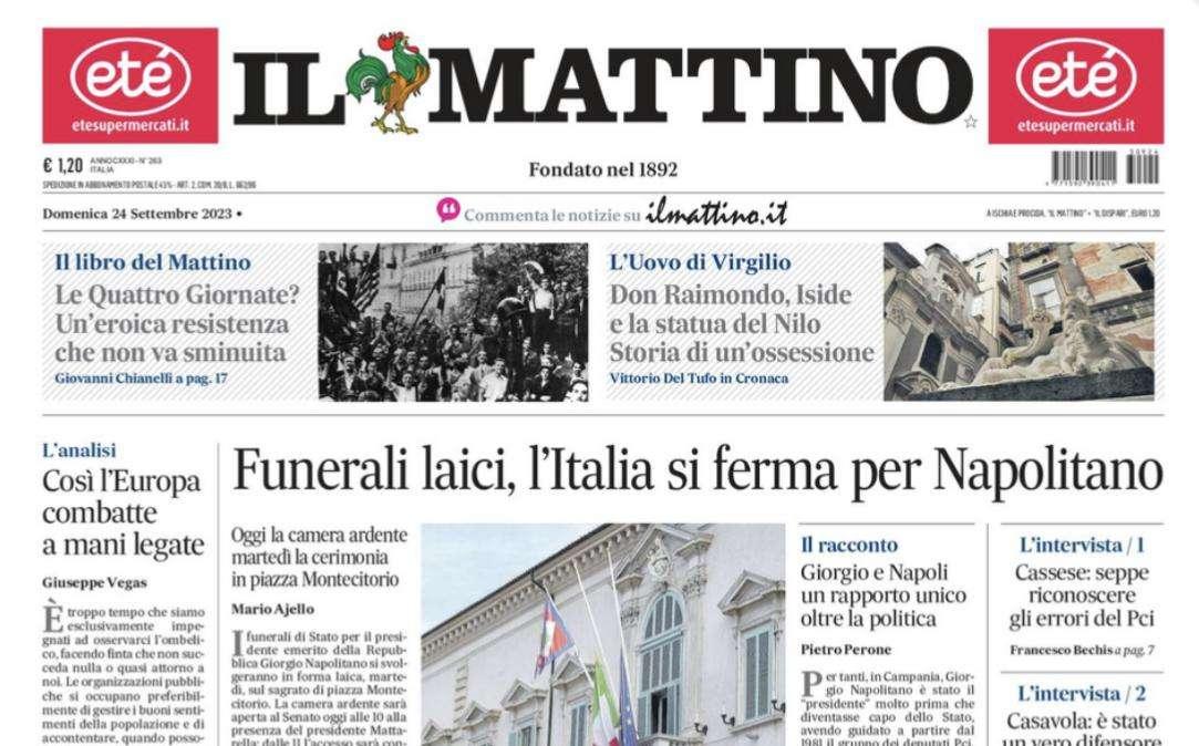 PRIMA PAGINA - Il Mattino: “Si ferma Juan Jesus: la difesa di scorta a Bologna”