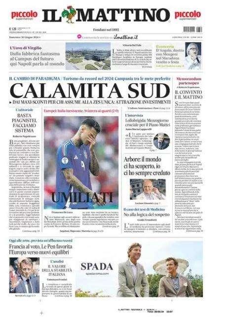 Il Mattino: "Umiliati"