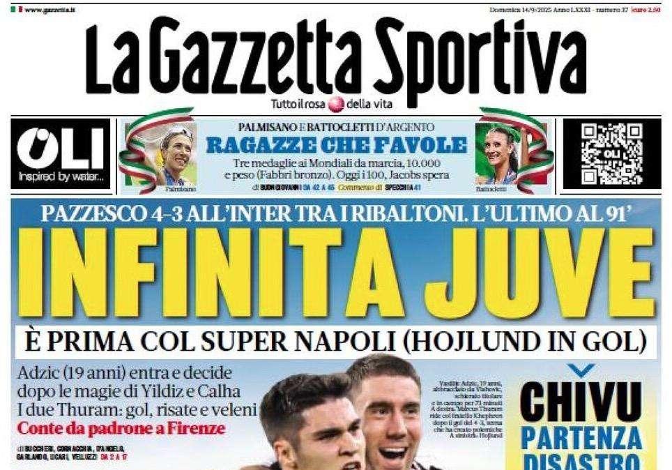Gazzetta dello Sport: "Infinita Juve. E' prima col Super Napoli"