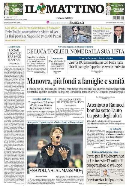 Il Mattino titola: "Napoli, vai al massimo"