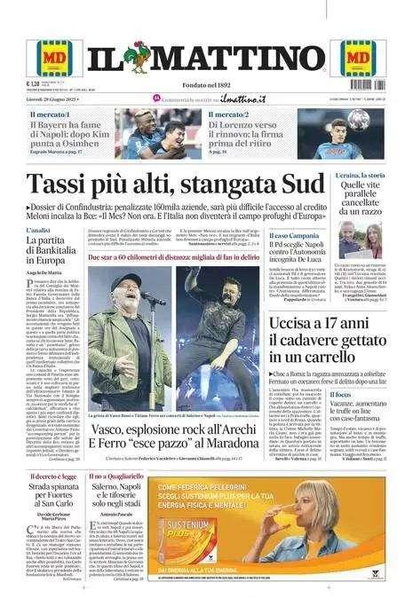 PRIMA PAGINA - Il Mattino: "Il Bayern ha fame di Napoli: dopo Kim punta a Osimhen"
