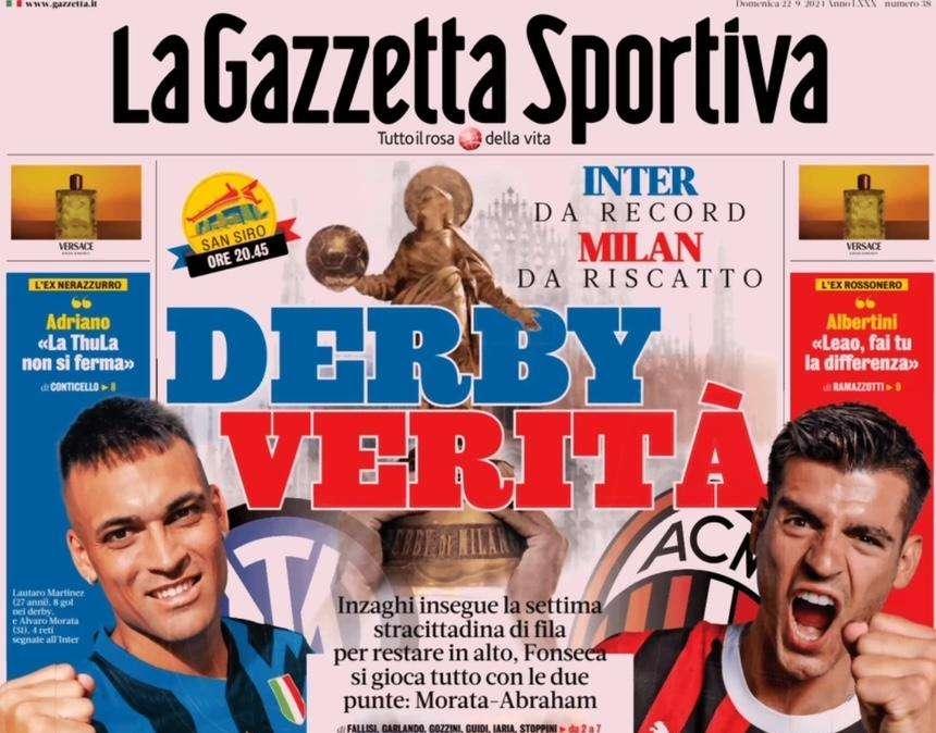 Gazzetta: "Derby verità. Juve, mal di gol: Conte imbriglia Motta"