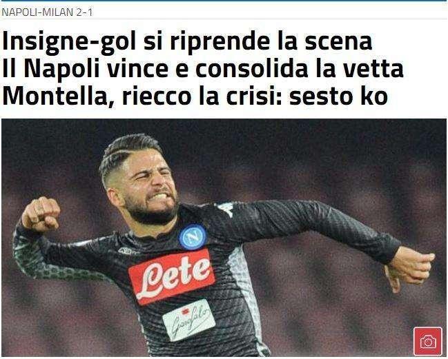 FOTO - Sportmediaset titola: "Insigne-gol si riprende la scena"